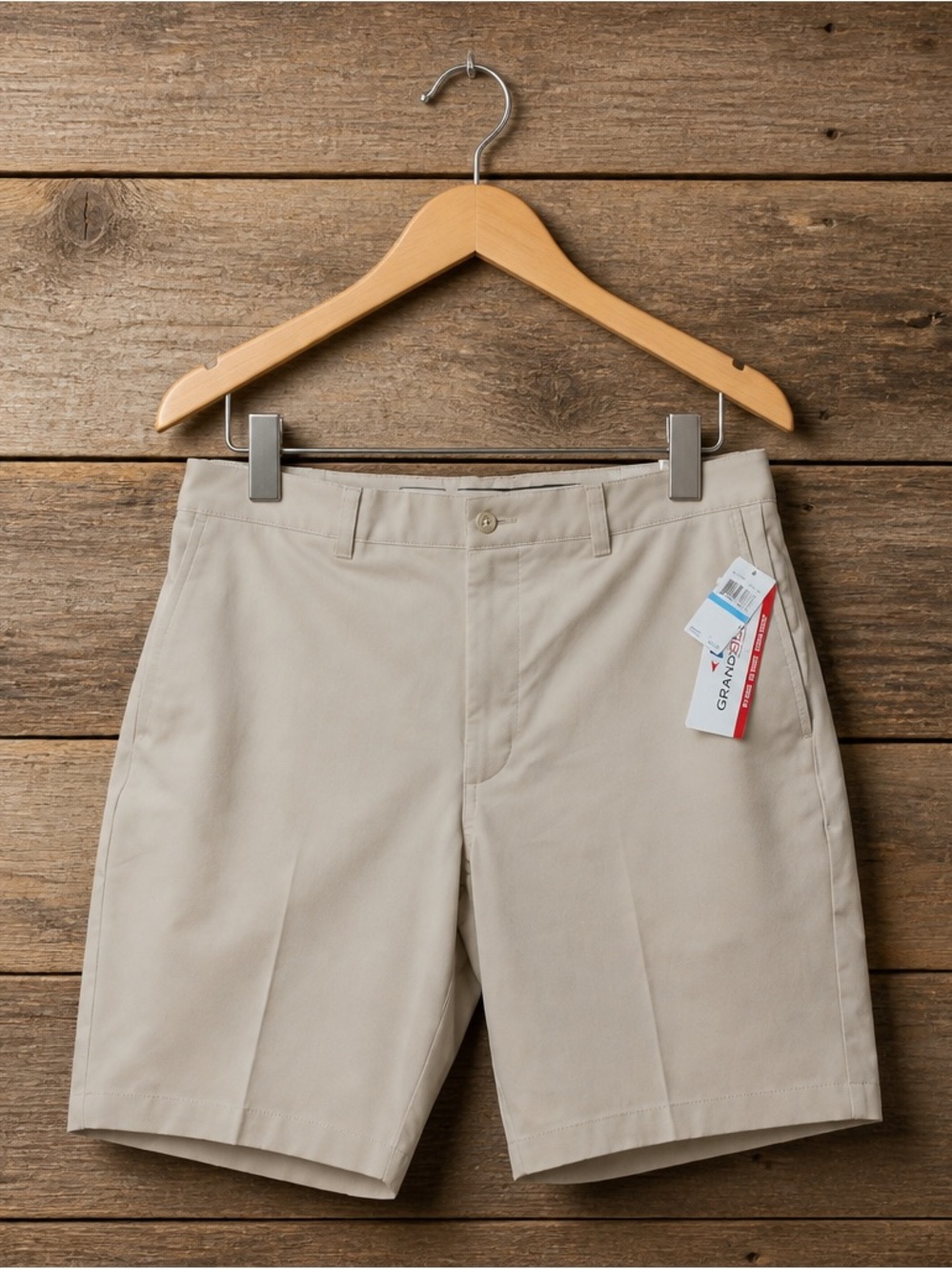 Grand Slam Performance Shorts Men's Size 36 Natural Stretch Beige Wicking UPF 50